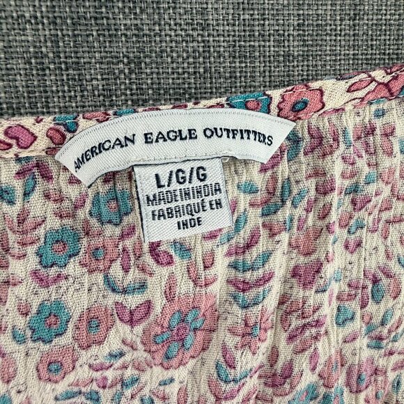 American Eagle Floral Romper Shorts Sleeveless Large Relaxed Fit Cotton &Viscose - Picture 4 of 16